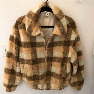 VICI Oversized Plaid Sherpa Jacket